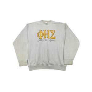 Mens Vintage Fruit of the Loom Phi Eta Sigma Pullover Sweatshirt SZ XL Gray
